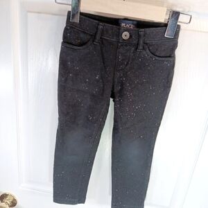 The Children's Place Black Sequins Pants Leggings Stretch Girls Size 4